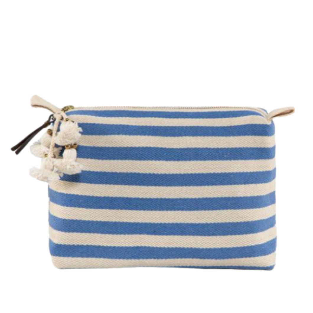 Light Blue Stripe Cosmetic Wash Bag